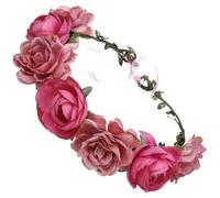 Housoutil Elegant Roses Headband with Artificial Red Cloth Flowers, Delicate Floral Headpiece for Women, Beach and Wedding Accessories, Creates Instant New Hairstyle and Chic Head Decoration