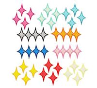 Housoutil Embroidered Iron on Patches 40Pcs Four-Pointed Star Mini Diamond-Shaped Sew-On Appliques for Travel Bags Schoolwear Craft Decoration