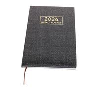 Housoutil English Planner Calendar Notebook Weekly Monthly Planner 2026 Pocket Scheduler 2026 Black Paper