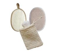 Housoutil Exfoliating Pads Natural Loofah Bath Scrubber 3Pcs Set Including Lotion Applicator for Body and Face Shower