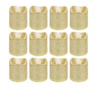 Housoutil Flameless Led Candle Lights Gold Glitter Wave Powder Candle Lamp Small Electric Light Decor for Indoor Outdoor Wedding Party Ambience