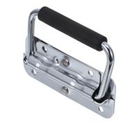 Housoutil Foldable Iron Handle with Ergonomic Spring Design for Toolbox and Rust Resistance, Heavy Duty Silver Metal Folding Handle Suitable for Industrial Storage Boxes and Tool Chests