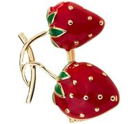 Housoutil Fruit Brooch Clothes Lapel Pin Lovely Red Alloy Strawberry Appearance Decorative Effect Not Easy to Fall Women Stage Costume Decoration New Year