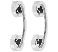 Housoutil Glass Door Suction Cup Handle, 2PCS Grab Rails for Bathroom, Suction Bath Grab Bar, Silver No Drilling Bathroom Balance Bar, Anti-Slip Strong Suction Grab Rails for Elderly Kid Injury