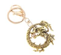 Housoutil Golden Alloy Dragon Keychain and Bag Hanging Pendant with Chinese Themed Design, Multi-functional Accessory for Occasion Or Car Keychain