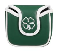 Housoutil Golf Putter Cover Pu Leather Square Headcover Light Green Clover Golf Club Protector for Blade and Mallet Putters
