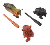 Housoutil Guiro Surface Handling, for Ensemble and Group, Safe Handpolished 3pcs Handheld Wooden Percussion Instrument Set Featuring Frog Cricket Owl Shapes with Smooth School Trips