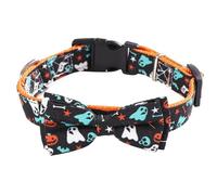 Housoutil Halloween Dog and Cat Collar with Bow-knot Decor, Black Cloth Pet Collar for Safe and Comfortable Wear, for Halloween and Party Events