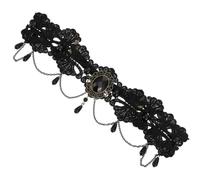 Housoutil Halloween Headband with Artificial Pearl and Diamond Lace, Elastic No Sew Gothic Hair Accessory for Women, for Halloween and Entertainment Park Decoration