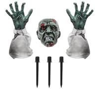 Housoutil Halloween Ornament for Outdoor Yard Ghost Stakes Realistic Fabric and Plastic Three-piece Design Decorative Lawn Garden Easy to Install Halloween Outdoor Décor