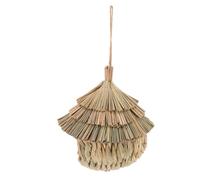 Housoutil Hand-woven Straw Bird Nest Hanging Swing House for Sparrows and Swallows, Attracts Hummingbirds, Suitable for Outdoor Garden Use with Unique Rustic Charm