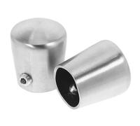 Housoutil Handrail End Caps Silver 2pcs Round Stainless Steel Brushed Finish Easy Installation Protective Function Handrail Fittings and Banisters for Staircase and Outdoor Use