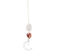 Housoutil Handwoven Raw Crystal Stone Car Hanging Ornament Amethyst and Quartz in Mesh Net, Rear View Mirror Pendant Car Accessory for Interior Decoration