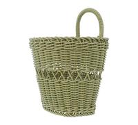 Housoutil Hanging Kitchen Basket for Garlic and Snacks, Rattan Woven Produce Holder with Ventilated Design and Space Saving Feature, Elegant Handwoven Decorative Accent for Home Decoration