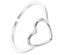 Housoutil Heart Pattern Finger Ring Simple Open Rings Stylish Silver Metal Practical Jewelry for Women Friends Party Well Match with Your Clothes Light Weight Charming Elegant