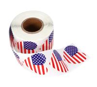 Housoutil Heart Shape Sealing Stickers USA National Flag Pattern, 500pcs Roll, Easy to Tear and Leave No Traces, Paper Adhesive Labels for Wedding Decoration and Wall Use