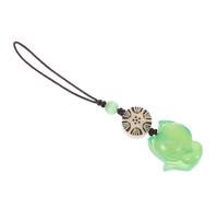 Housoutil Jade Fox-Shaped Phone Pendant Hanging Ornament in Green Auspicious Mobile Phone Charm Chain Accessory and Crossbody Use