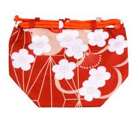 Housoutil Japanese Style Cosmetic Bag with Floral Pattern, Portable Drawstring Pouch Made of Fabric, Lightweight Coin Purse for Travel and Everyday Storage with Mirror