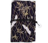 Housoutil Japanese Style Makeup Brush Roll Wrap Bag 13-Compartment Blue White Crane Makeup Storage Holder Lipstick Organizer Travel Cosmetic Pouch