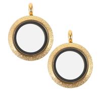Housoutil Locket Pendant Necklace Protective Decorative Pendants round Shaped Stainless Steel 2pcs with Glass Photo Frame for Occasions and Daily Wear