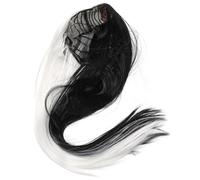 Housoutil Long Straight Women’s Wig Half Black Half White Hair Cosplay Wig Synthetic Medium Weight Hairpiece for Party and Daily Wear
