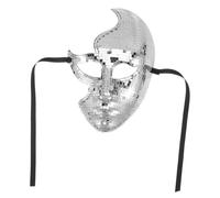 Housoutil Men Silver Plastic Full Face Disco Mirror Mask for Masquerade Party and Dancing Events, Reusable