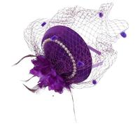 Housoutil Mesh Plume Tea Party Hats Clips Tiny Hat Hair Clips Elegant Cloth Mesh Pearls Quill Decoration Lightweight Easy to Use for Theatrical Performances and Tea Parties