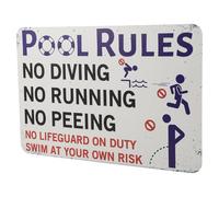 Housoutil Metal Pool Rules Sign for Outdoor Swimming Pool Wall Mount Holes and Regulations