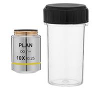 Housoutil Microscope Objective Lens, Microscope Lens Accessory, 10x Copper Silver, Distortion-free Imaging, for Biological Microscopy, Analysis and Observations