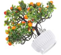 Housoutil Mini Artificial Fruit Tree Bonsai with Plastic Foliage, Small Fake Potted Plant for Home and Office Desk Decor, Decorative Faux Green Plant for Indoor Bonsai Display