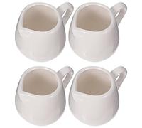 Housoutil Mini Ceramic Creamer with Handle 3.94Oz Set of 4 Small Milk Jugs for Kitchen Sauce Serving Table Use with Drip-Free Spout