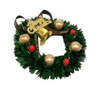 Housoutil Miniature 6CM Christmas Wreath Ornament for Dollhouse Hanging, DIY Mini Craft Wreath Decoration for Holiday Dolls House