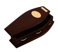 Housoutil Miniature Coffin Box Wooden Mini Doll House Furniture Halloween Decor Tiny Coffin Model Doll House Accessories Mini for Spooky Haunted Scenes