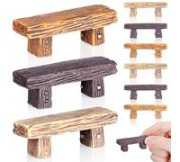 Housoutil Miniature Garden Benches with Realistic Design 18pcs for Crafts Resin Mini Stools and Disassemblable Feature for Miniature Gardens and Bonsai Outdoor or Living Room Decor