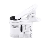 Housoutil Mobile Phone Microscope Clip with LED White Light High Magnification Portable Includes 3 LR1130 Batteries 60x Mini Plastic Magnifying Glass for Photography and Video