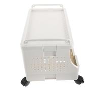 Housoutil Mobile Printer Rolling Cart with 2 Tier Plastic Shelves, Space Saving under Desk Storage Rack with Easy Mobility for Office and Home Workspace Organiser