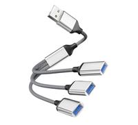 Housoutil Multi-port USB Hub Splitter Cable 1 Male to 3 Female Ports USB 3-way Power Splitter with High Temperature Protection and Portable Aluminum Alloy Design for Computer Tower