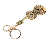 Housoutil Musical Keyring Pendant Bag Decoration Hanging Charm Unique Chic Zinc Alloy Rhinestone Multipurpose Desktop Ornament Selection Violin Shaped Stylish Keychain Accessories