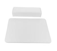 Housoutil Nail Art Hand Cushion and Manicure Arm Rest Pillow Set with White Pu Leather Litchi Texture, Nonslip Table Mat for Salon and Home Nail Technician Use