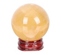 Housoutil Natural Citrine Crystal Ball with Base 4cm Diameter Decorative Sphere Home Crystal Ball Decor Ornament for Holiday and Household Display