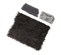 Housoutil Newborn Photography Props Deep Gray Swaddle Wrap Blanket with Headband for Boys and Stylish Photo Shoot Accessories for Home and Studio