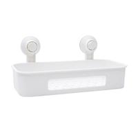 Housoutil Organizer Basket Wall Shelf with White Suction Cups for Bathroom and Kitchen Non-Punch Mount on Ceramic Tile Glass Mirror Granite Surfaces