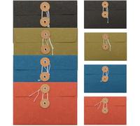 Housoutil Paper Envelopes for School Subjects and Office Documents 8pcs Multifunctional Vintage with String Closure, File Folder Design, Thickened Postcard Storage Bags