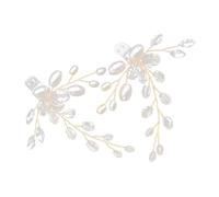 Housoutil Pearl Shoe Clips for Bridal Heels, Elegant Silver White Pair | Clip-on Shoe Charm Artificial Pearls and Crystal Accents, for Evening Events and Photo Shoots