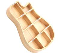Housoutil Pick Design Guitar and Capacity Organizing Guitar Picks Small Items Large Wooden Wood Box with Multi Compartment Khaki Storage Case Suitable for Beginner