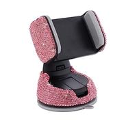 Housoutil Pink Bling Car Phone Holder for Dashboard and Air Vent, Abs Material with Rhinestones, Multi-angle Usable Phone Mount to Avoid Scratching Car Interior