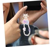 Housoutil Pink Heart Bear Beaded Phone Bracelet Lightweight Anti-lost Wrist Strap for Mobile Phone Camera U Disk Outdoor Use Charm Accessory