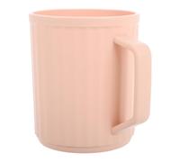 Housoutil Plastic Toothbrush Cup with Handle 500ml Large Capacity Sturdy Bathroom Mug for Boys and Girls and Travel, Pink Sturdy Reusable Toothbrush Holder for Home Vanity
