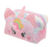 Housoutil Plush Travel Makeup Case for Teen, Spacious Interior Accommodates Makeup and Toiletry Essentials, Cute Pink Cosmetic Pouch for Travel