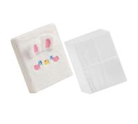 Housoutil Plush White Bunny Six-ring Binder Photo Card Album A5 Size with 10 Sheets Four-grid Pages, Small Photocard Storage Book for Students and Collectors